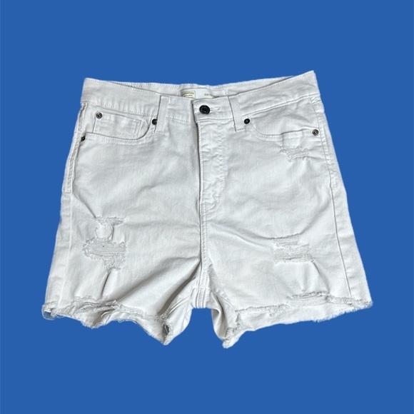 Levi’s High Rise Shortie Distressed Denim Shorts White Women’s Sz 31 - Picture 1 of 10